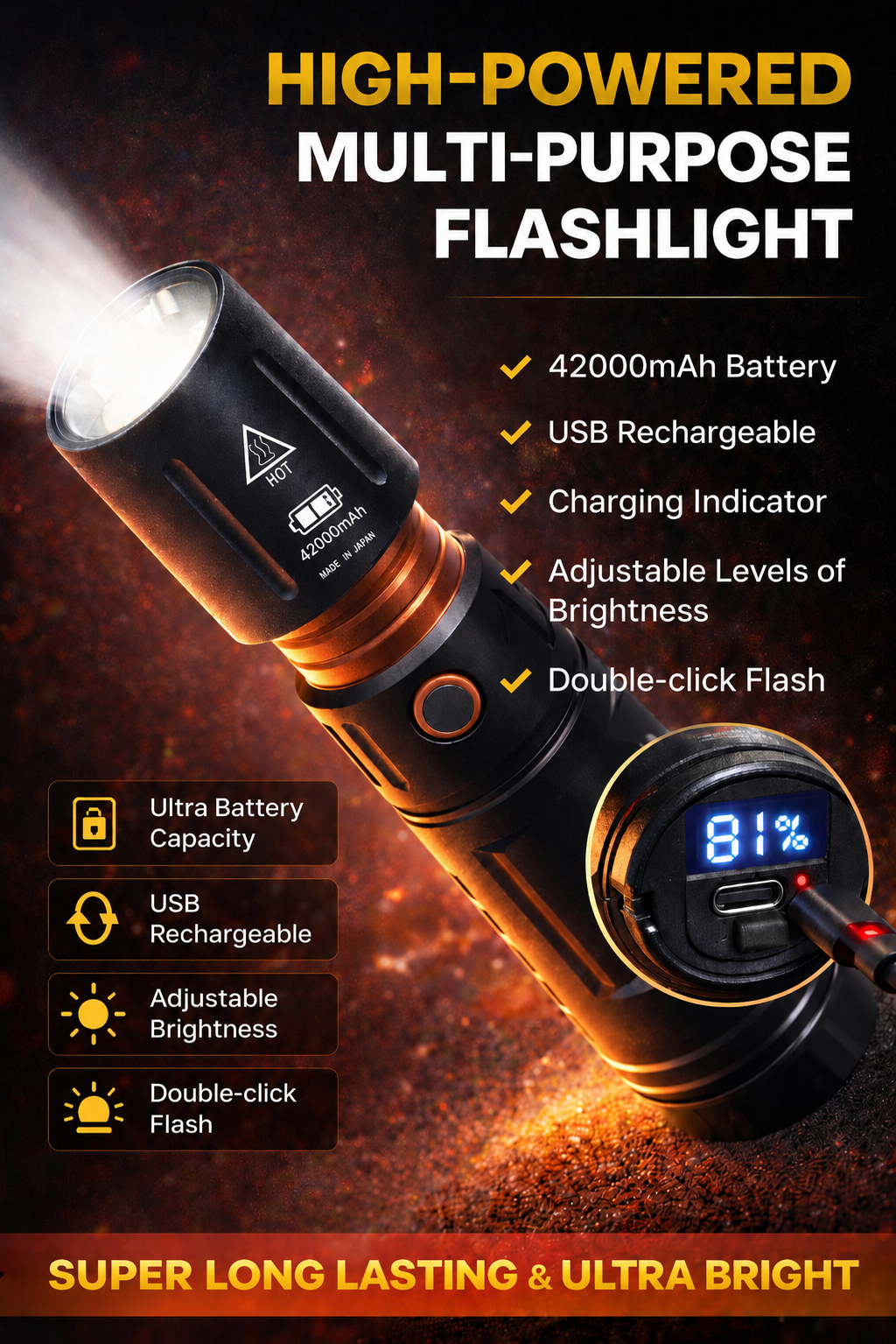 file_00000000d3507207a1b80c6800df72af Jambo light with digital display 42000 MAH (Made in japan) - Image 1